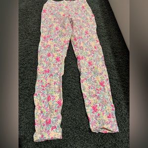 Floral print gorgeous bright/pastel PINK leggings with pockets(like new)